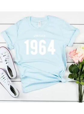 Printed retro T-shirt short sleeved for women印花复古T恤短袖