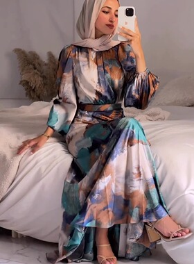 Wrinkled waist slimming long sleeved dress褶皱收腰长袖连衣裙