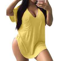 Solid color V-neck plus size T-shirt for women Solid Color V-neck Large Size T-shirt thumbnail 6
