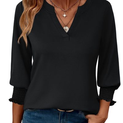 Seven sleeve printed casual shirt T-shirt七分袖印花休闲衬衫