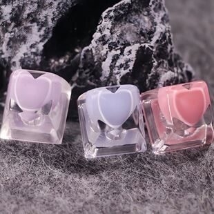 个性滴胶树脂透光创意爱心键帽diy十字轴机械键盘键帽单个替换