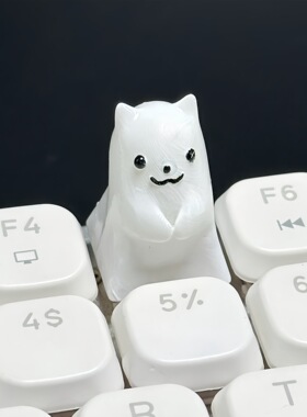 万圣节创意白色幽灵键帽3D树脂个性可爱十字机械键盘键帽单个