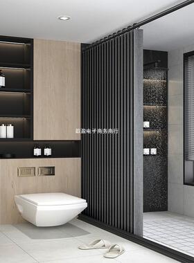 浴室折叠帘套隐装ltao1001免孔形浴防水防霉布帘卫打生间隔断淋浴