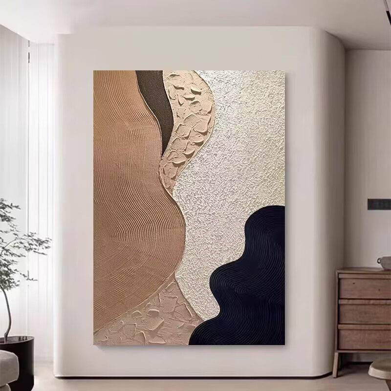 顺丰】纯手绘油画意式极简装饰画赤贫极简风立体肌理画酒店民宿客图片