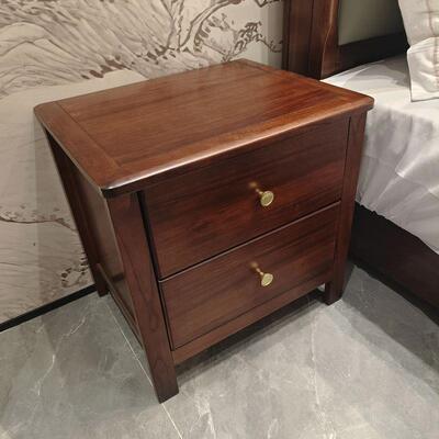 乌木床轻头实木现代奢卧室柜家用新中式储物收纳床边双抽置PUG物