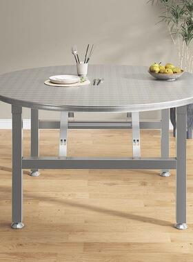 特厚全不锈折叠桌档桌面圆形餐桌小户型出租钢房大农村家用排SHL