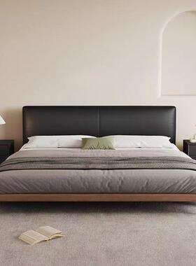 黑色靠EEI背床意式简极简现代约家用主室大小户型软包卧豆双腐块