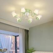 田奶油风客厅扇灯餐厅卧室美式 新风款 法古647式 创意复铃园兰花吊