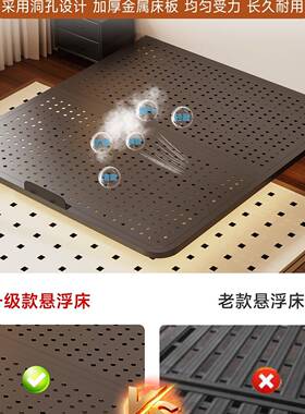 悬浮床艺人床现架代简约家用小VRZ户型无床头床架排双骨碳素铁钢