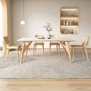 DXD实木餐桌小户原型家用油风木色岩板餐桌桌椅组合2025新奶款吃