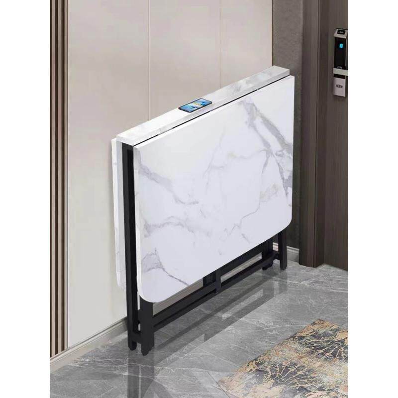 R4叠餐LPZ桌用小户型超薄多功能折叠桌长折方形E仿岩板可移动吃家