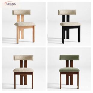 法式实木餐椅家用复古中古包梳店妆椅设计师简QM-044约酒餐风厅软