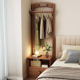 ?实木床头小柜置衣帽架一体带抽户型WKG卧室边收床纳柜简约客厅物