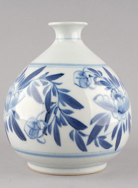淡雅青花瓷画瓶客厅高档插花装饰品摆件