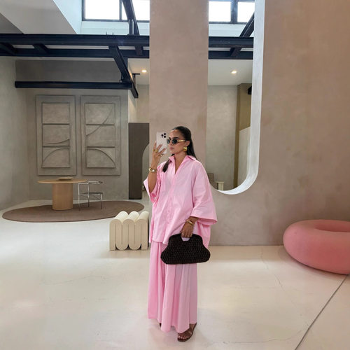 女士纯色宽松阔腿半袖套装