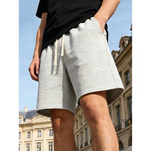 纯色松紧腰系绳短裤 Solid color elastic waistband tied shorts