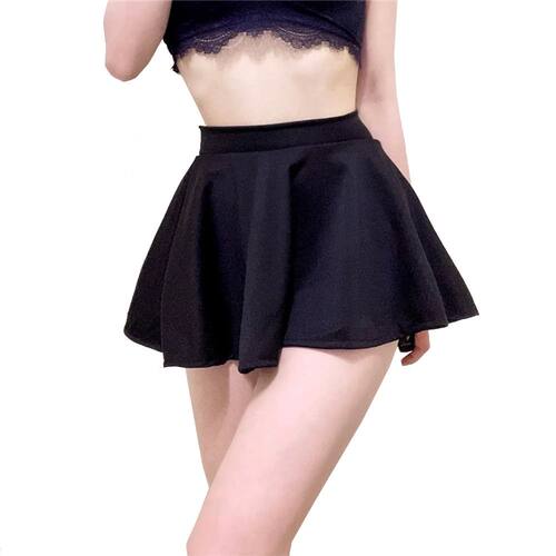 Solid color high waisted unlined short skirt纯色无内衬短裙女