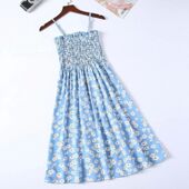 Casual dress女士休闲吊带碎花收腰连衣裙 loose camisole floral