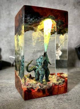 跨境爆款哥斯拉树脂夜灯创意树脂工艺品节日送礼摆件父亲节礼物