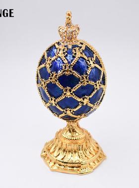 欧式皇冠彩蛋工艺品首饰盒金珐琅彩手工彩绘镶钻结婚礼品跨境货源
