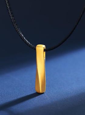 莫比乌斯金色坠新款男士项链精致编织黑绳挂吊坠日常百简搭约饰品