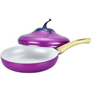 现货创意茄子造型严选陶瓷平底不粘锅茄子煎锅24cm家用铝制