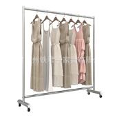 陈列架可移动挂衣架带轮 展示架落地简约女装 拉丝不锈钢服装 店服装