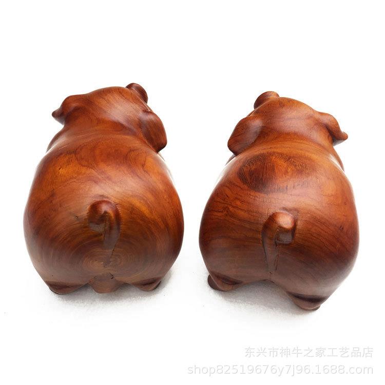 花梨对猪红木直头笑脸猪家居公木质工艺品摆件生肖猪摆件