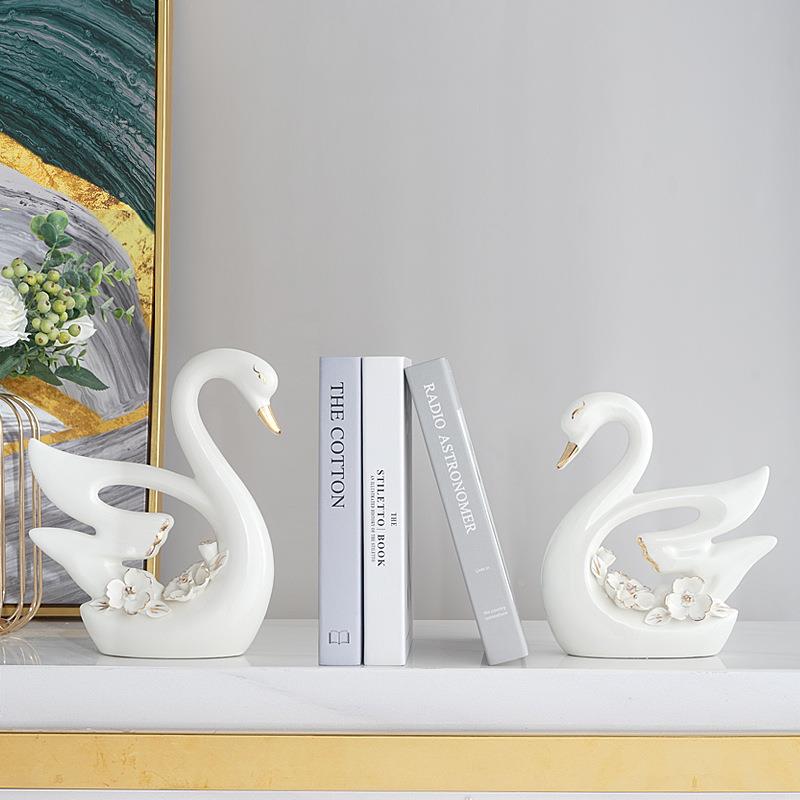 现简约意陶装瓷天代鹅PNE摆件工艺品家居客厅餐厅新房饰品创结婚