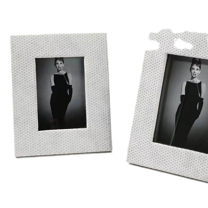 轻奢简约编织皮革相框创意米白色画框现代样板间卧室软装饰品摆件,家居饰品,DIY亲子装饰画,淘宝优惠券,粉丝福利购,淘宝优惠卷
