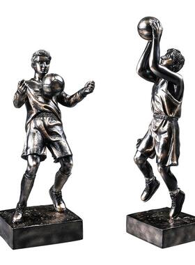 现代简约篮球摆件创意足球运动人物办公室客厅电视柜家居软装饰品