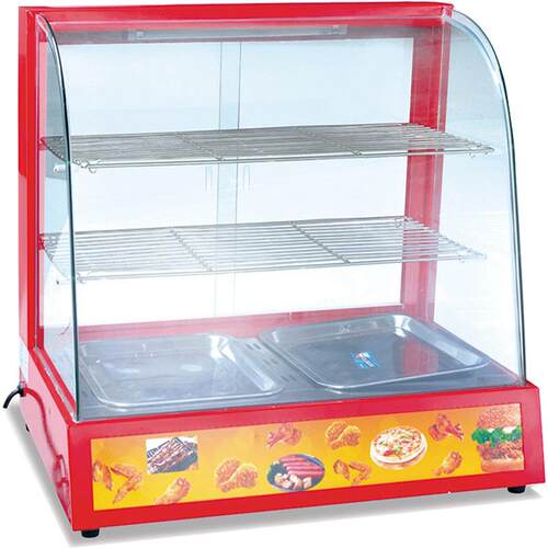 2P红色弧形三层保温柜商用食品加热保鲜柜恒温展示柜陈列柜可出口