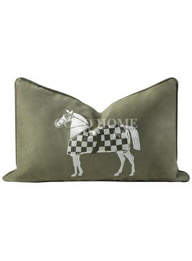 2024新款抱枕家用时尚简约沙发靠枕橙色荷兰绒柔软刺绣靠垫INS风