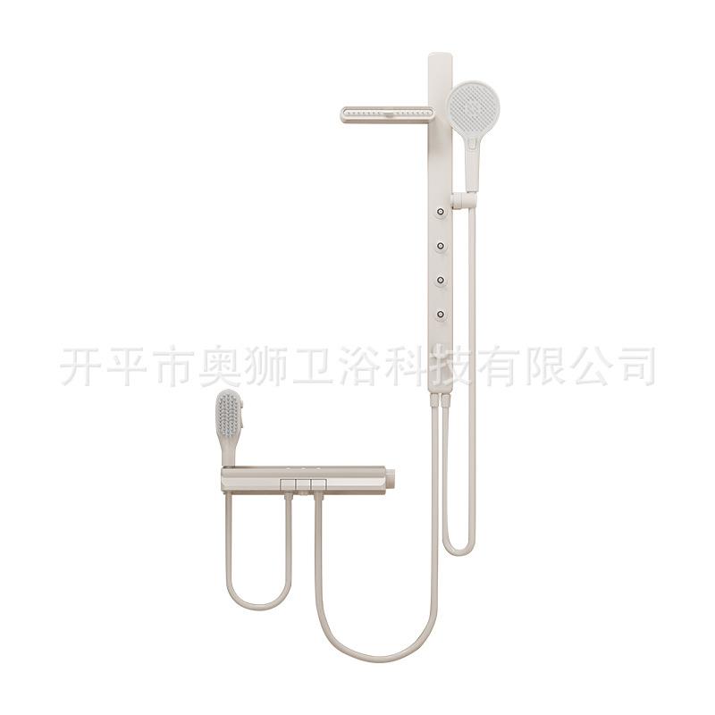 全铜过滤置物无顶喷奶白儿童花洒小户型肩腰喷增压浴缸分体花洒