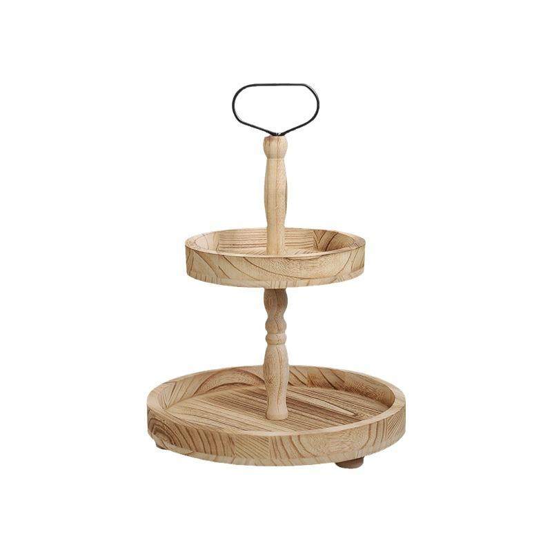 现货农舍分层托盘节日装饰带手柄纸杯蛋糕架质朴圆形木制双层托盘,餐饮具,盘,淘宝优惠券,粉丝福利购,淘宝优惠卷