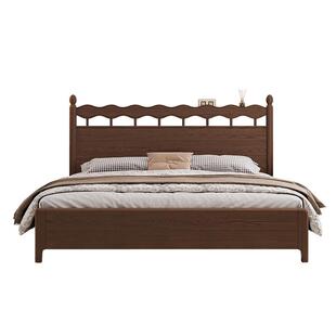 法式复古实木床中古风白蜡木高端主卧大床1米8双人床一米八实木床