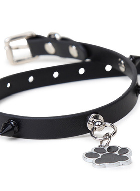 项圈女m金属狗爪吊牌锁骨链刻字颈带皮质脖圈小众设计choker配饰