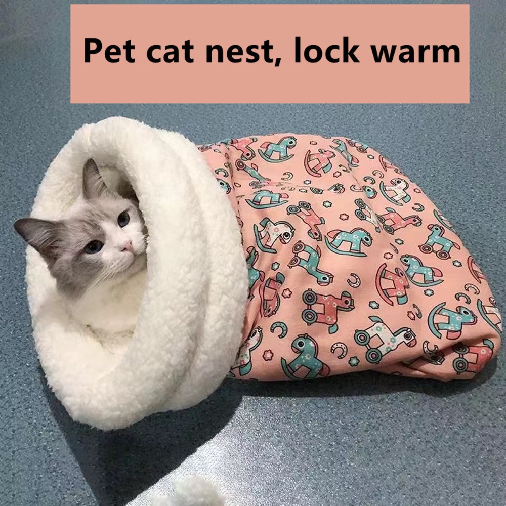 宠物猫窝羊羔绒秋冬保暖猫睡袋钻
