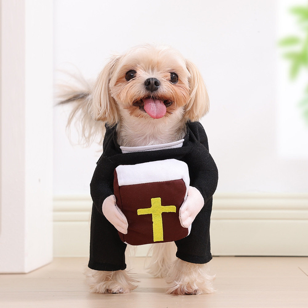 新款宠物搞笑搞怪变身装教堂神父圣经狗狗衣服万圣节cosplay服饰