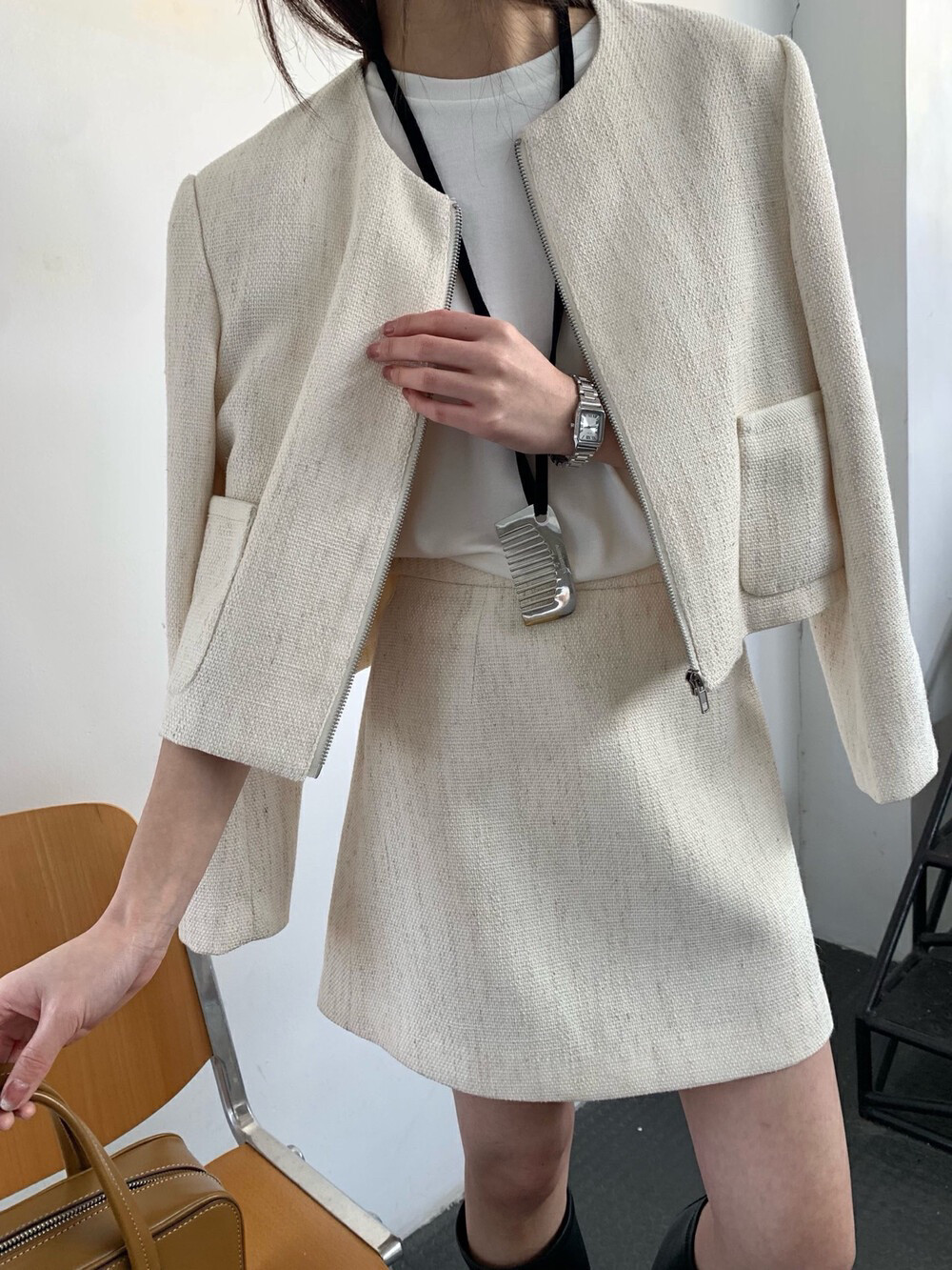 TE韩版T3917正品小个子百搭显瘦短款外套+半身裙套装女