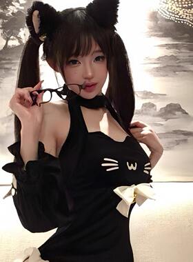 少女日系性感女仆连体衣床上睡裙套装制服纯欲内衣裙qqny猫咪睡衣