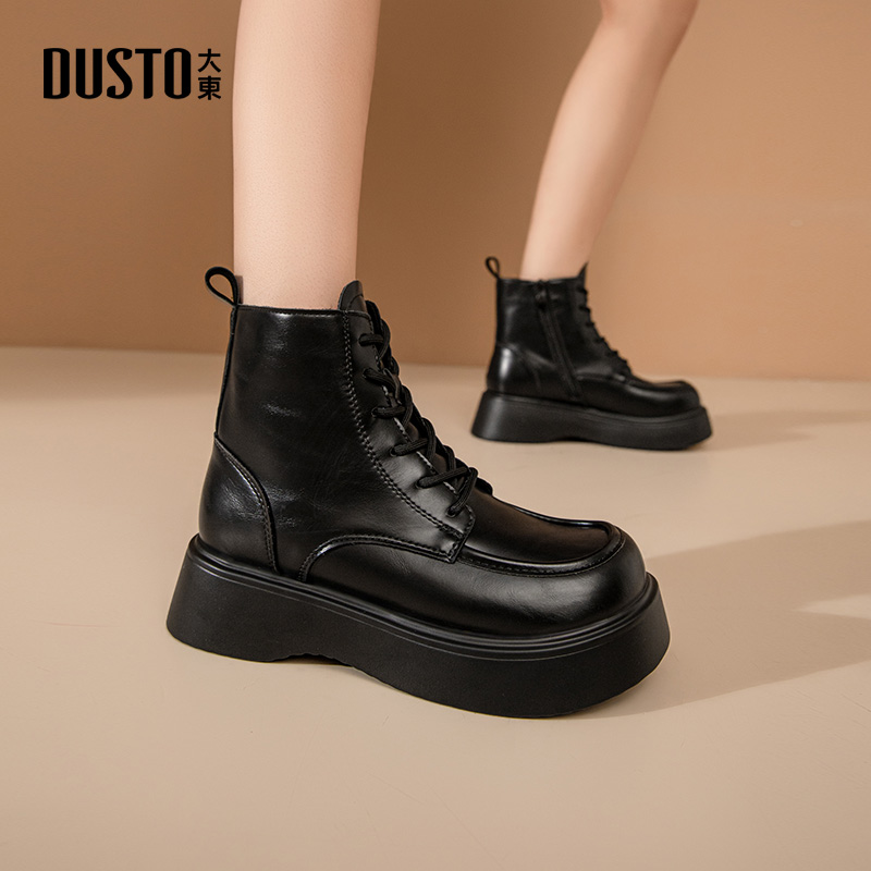 大东马丁靴女短靴厚底工装靴圆头