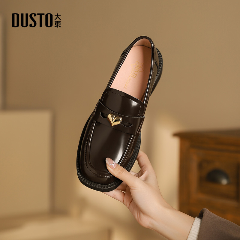 大东女鞋乐福鞋复古小皮鞋女单鞋