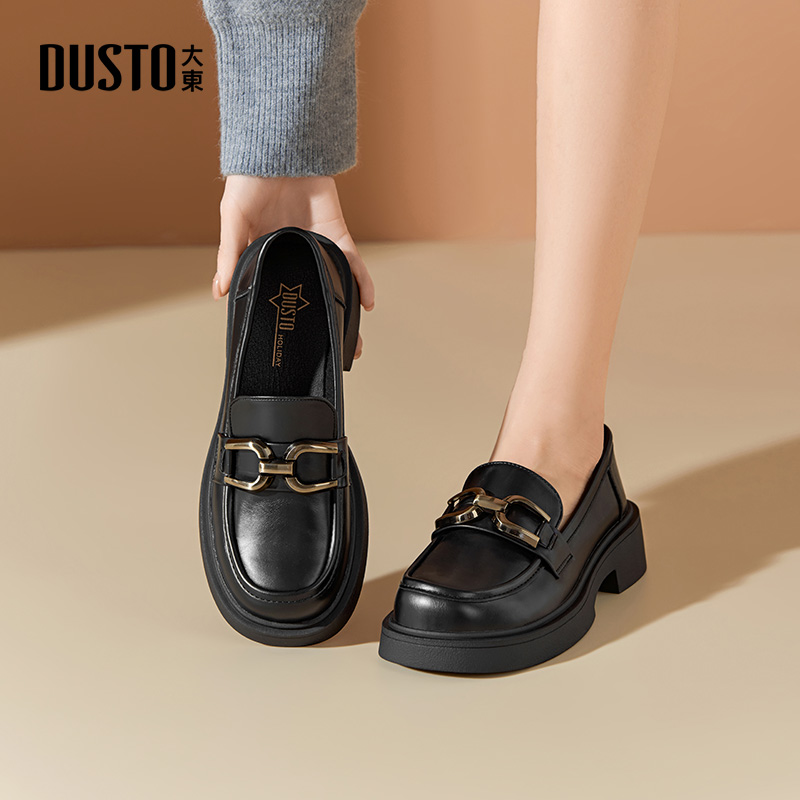 大东乐福鞋女鞋通勤小皮鞋软面