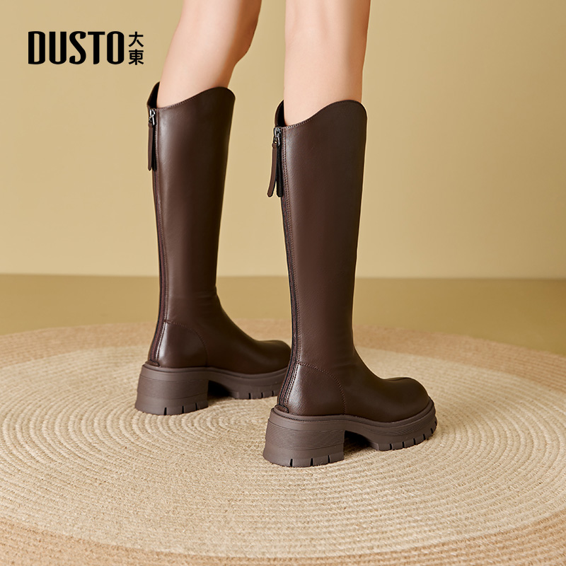 大东长筒靴粗跟厚底骑士靴舒适