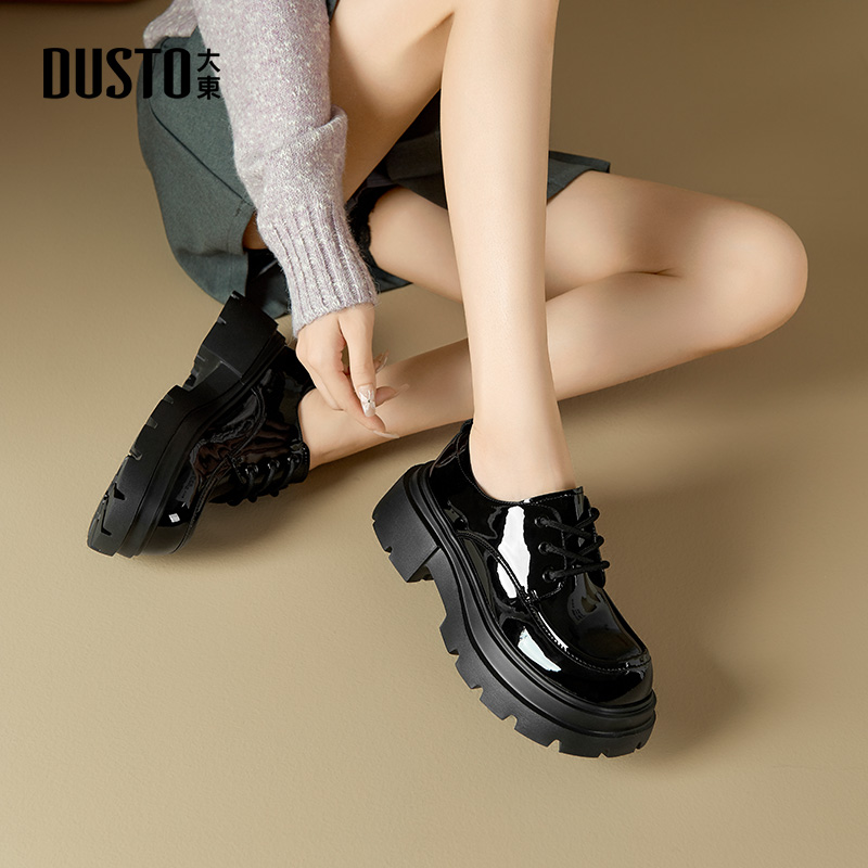 大东乐福鞋女鞋增高小皮鞋通勤鞋