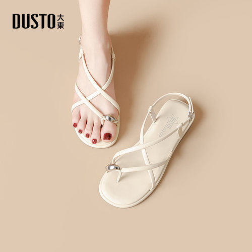 DUSTO大东休闲平底细带女凉鞋女