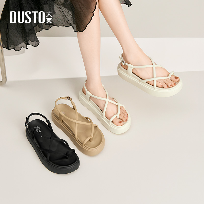 大东凉鞋时尚粗跟中跟百搭休闲女