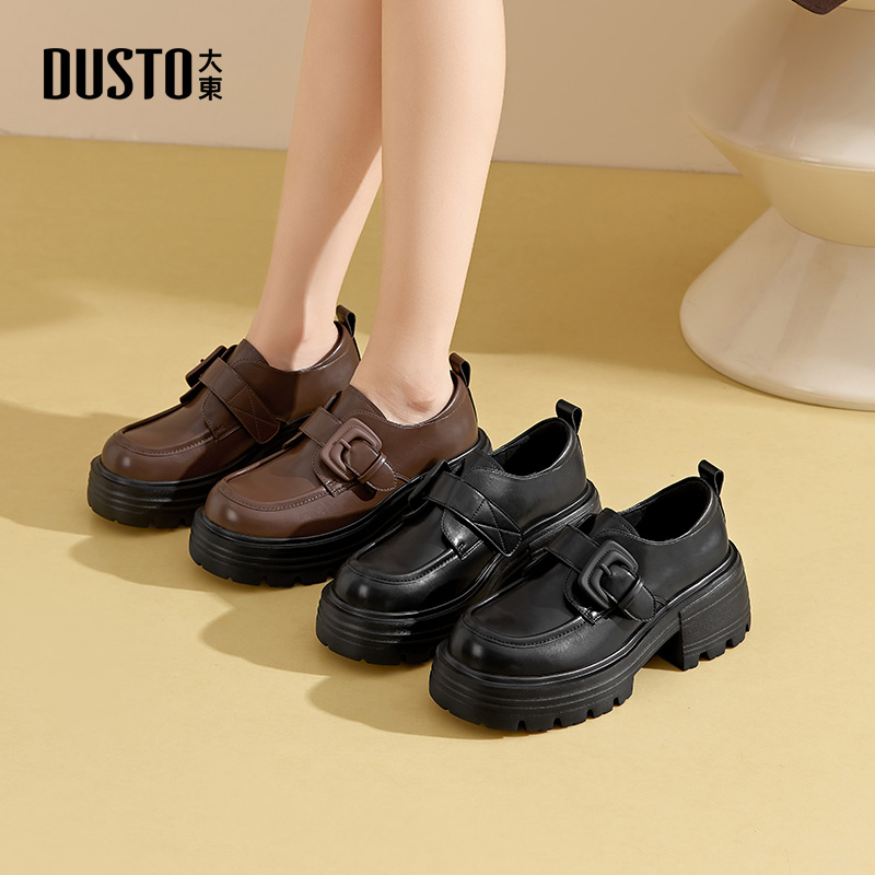 大东女鞋乐福鞋英伦小皮鞋厚底