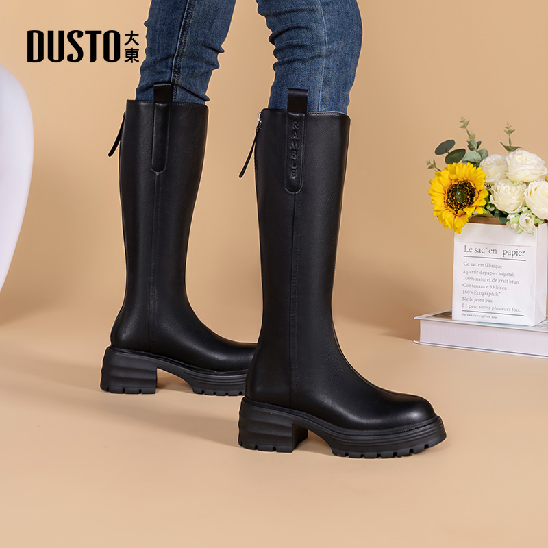大东女靴骑士靴厚底高筒靴圆头
